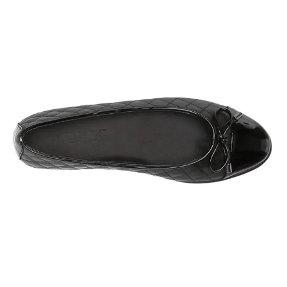 New The Flexx Women's Black Leather Riseco Quilted Ballet Flat Size 7